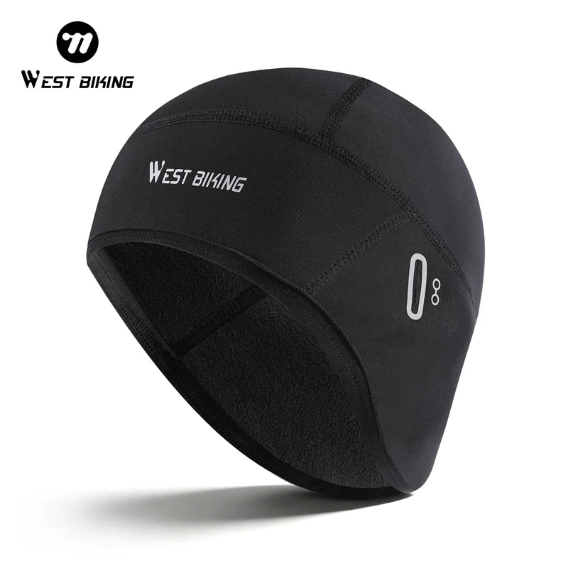 WEST BIKING Winter Fleece Cycling Cap Windproof Thermal Skull Cap Helmet Liner Running Skiing Motocycle Riding Men MTB Bike Hat