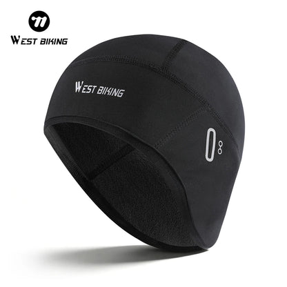 WEST BIKING Winter Fleece Cycling Cap Windproof Thermal Skull Cap Helmet Liner Running Skiing Motocycle Riding Men MTB Bike Hat