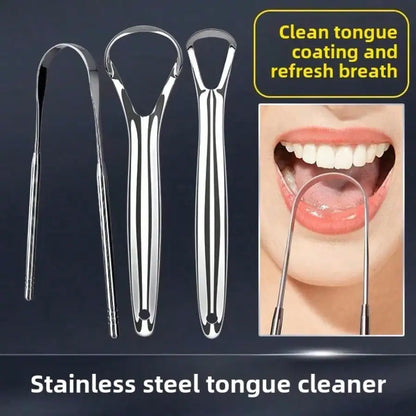 Non-slip Handle Tongue Scraper Portable Single Layer Tongue Scraper Reusable Stainless Steel Oral Mouth Brush Case Tongue Clean