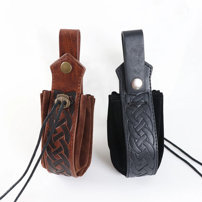 Vintage Waist Bag Belt Pouch Men's Pu Leather Punk Viking Medieval Coin Purse Viking Style Medieval Vintage Portable Coin Purse
