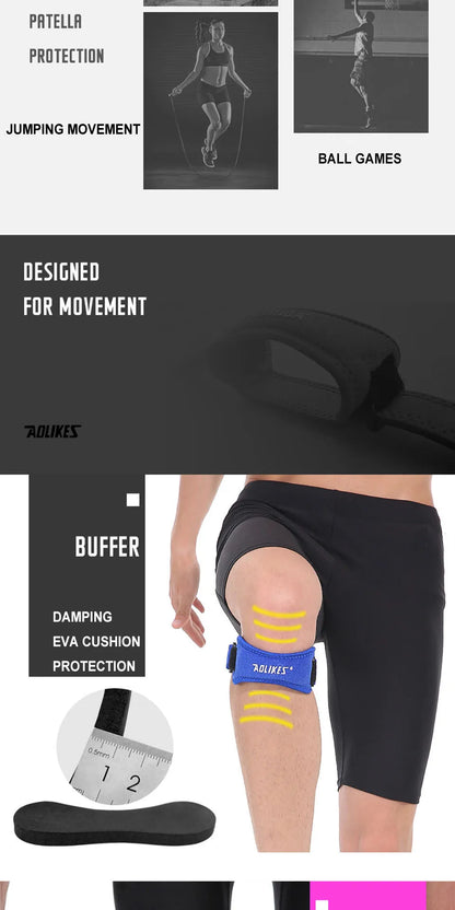AOLIKES 1PCS Knee Braces for Knee Pain,Patella Knee Support Strap,Adjustable Patellar Tendon Stabilizer Band for Basketball