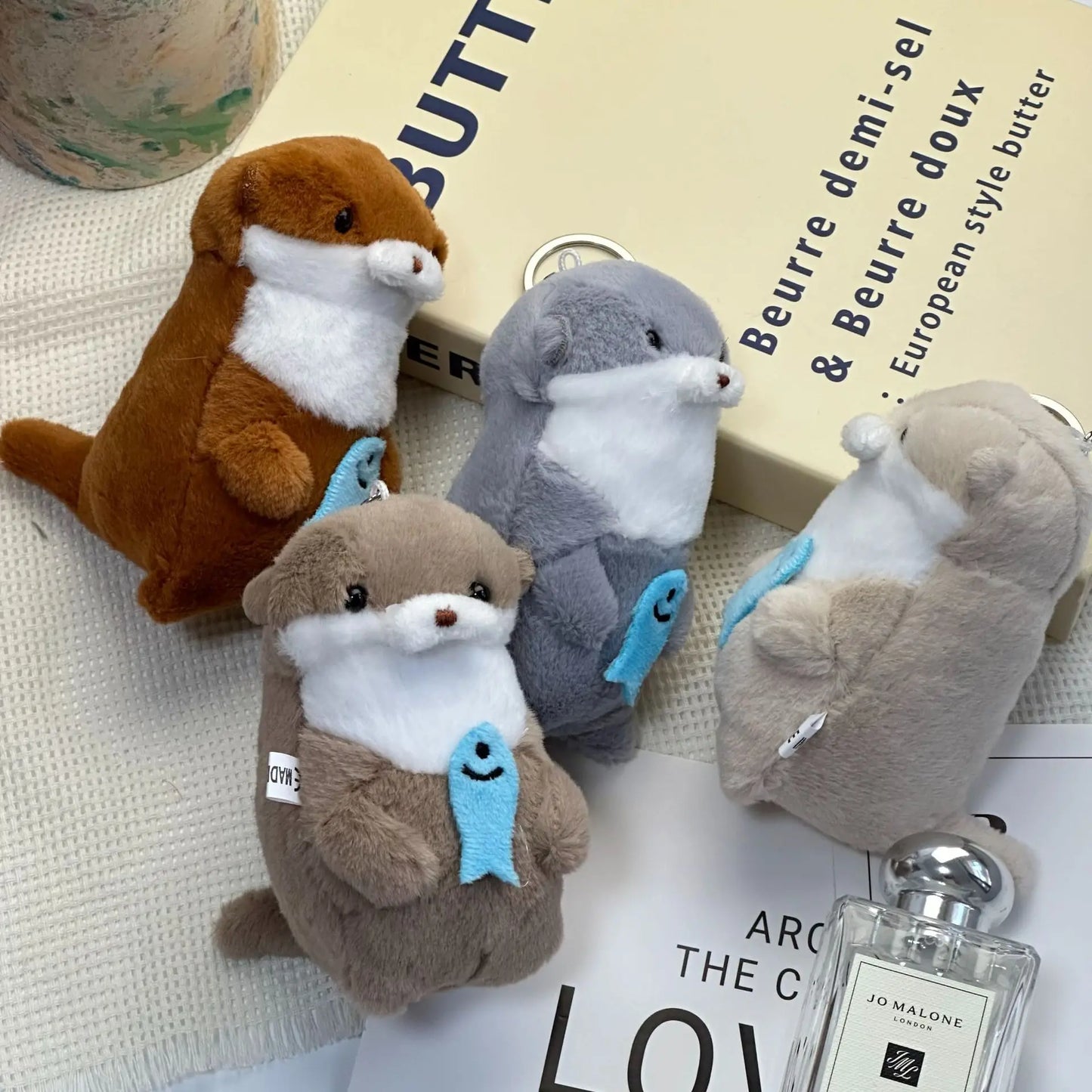Cute Little Otter Hug Fish Plush Doll Pendant Doll Gift Gift Cute Girl Heart Keychain Pendant Creative Gift