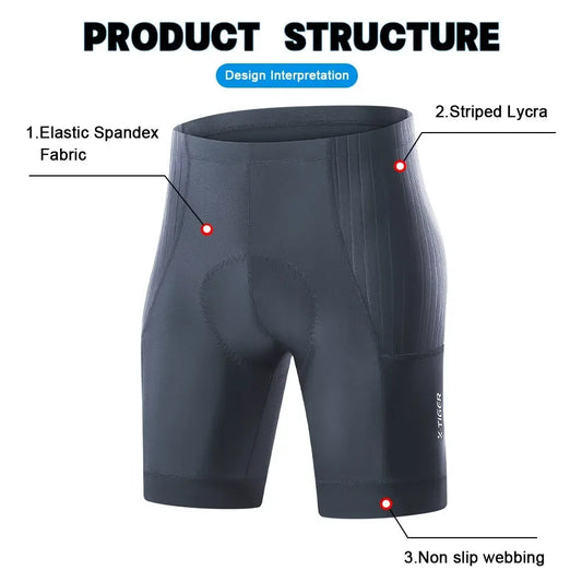 X-TIGER  Cycling Shorts Men Double Arrow Cushion Pad MTB Road Anti Slip Bike Shorts 7 Hours Ride Breathable Lycra Shorts