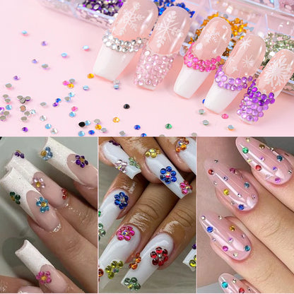 12Grids Mixed Mini Christmas Gems Nail Charms 2mm Luxury Crystal Nail Glitter Rhinestone Red/Green Flatback Christmas Nail Parts