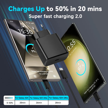 45W Original Samsung Charger Fast Charge Type C Adapter for Galaxy S26+ S25 Ultra S24 FE S23 A07 A55 Note 20 5G F70e F56 F07 F16