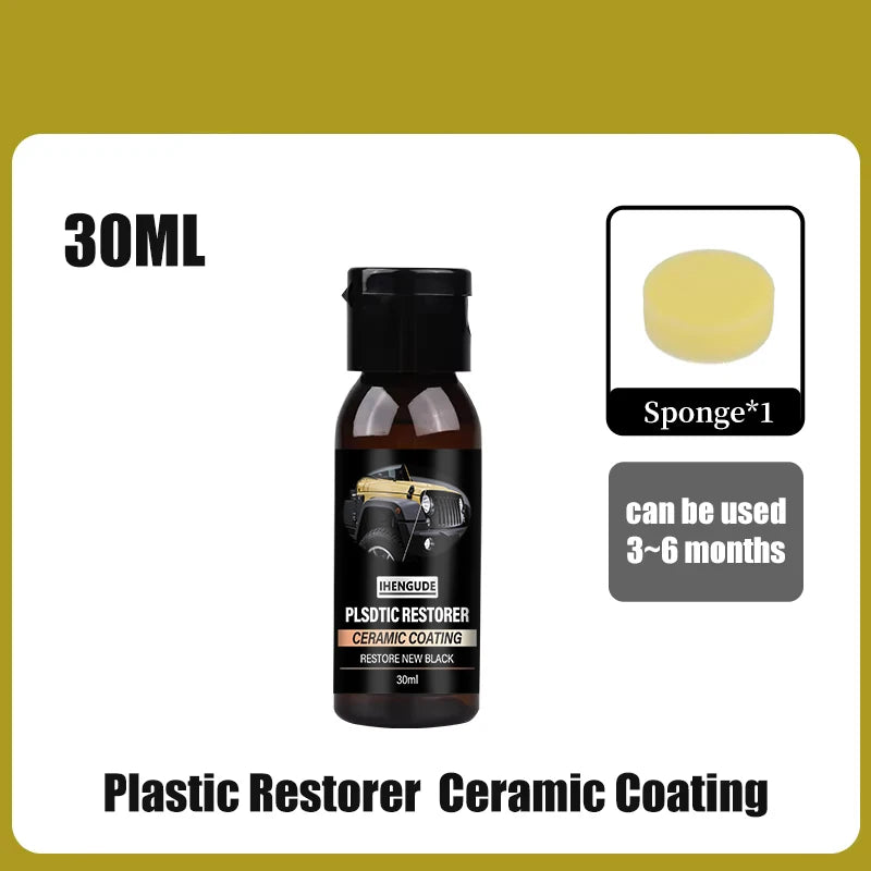 Car Plastic Restorer, Ceramic Coating, 2-3 Years of Long-Lasting Protection, Restoration and Whitening, Black Gloss, Plastic Trim and Rubber Maintenance