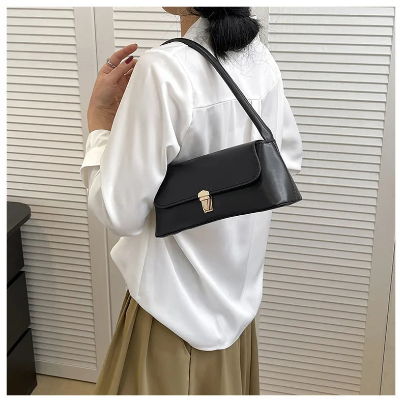 Women's Shoulder Bag Handbag Retro Underarm Bag Fashion Simple Solid Color New Hand Shoulder Bag