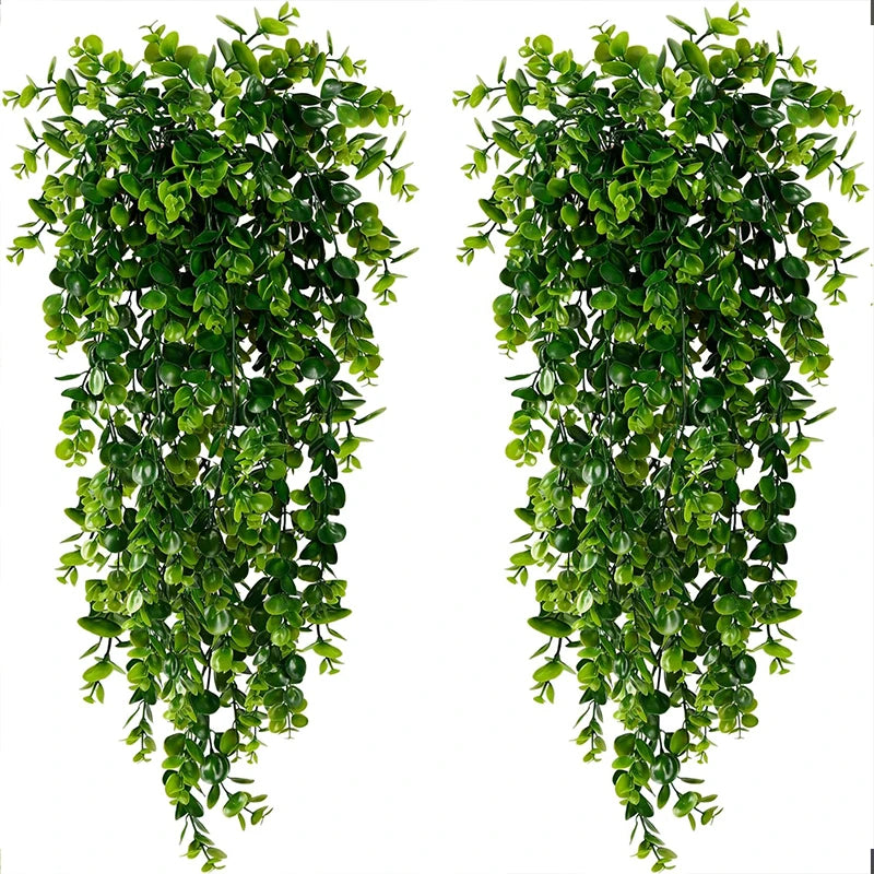 Artificial Hanging Plants Faux Eucalyptus Leaf Greenery Vine Outdoor UV Resistant Plastic Plants for DIY Home Wedding Decoration
