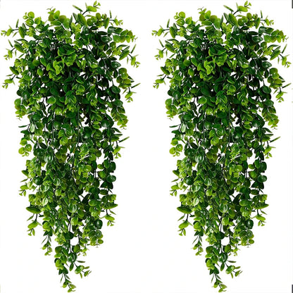 Artificial Hanging Plants Faux Eucalyptus Leaf Greenery Vine Outdoor UV Resistant Plastic Plants for DIY Home Wedding Decoration
