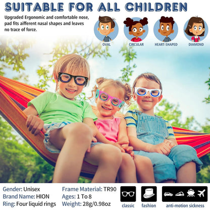 Kids' Motion Sickness Glasses - Ultra-Light Travel Essential for Car/Air/Sea and Cruise | Nausea Relief