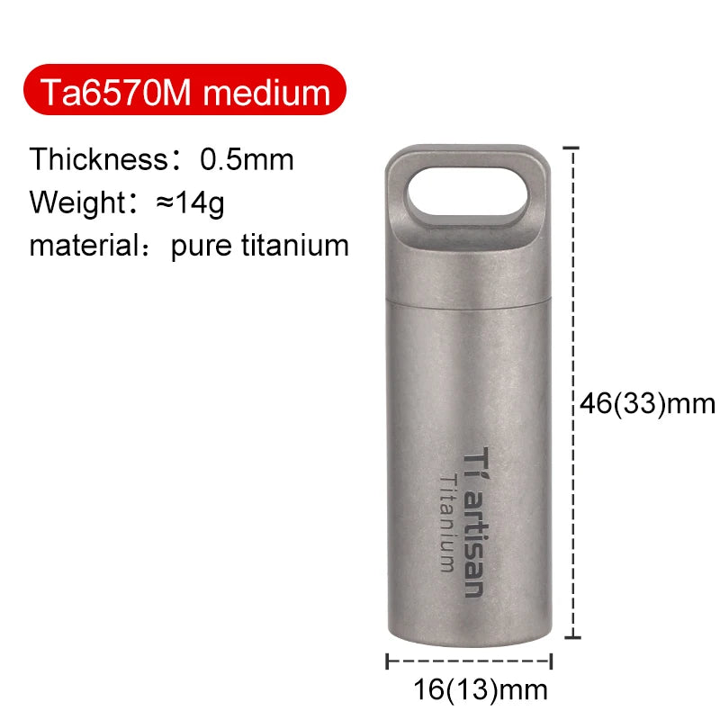 Tiartisan Titanium Mini EDC Tools Portable Sealed Medicine Bottle Home Outdoor Pill Box Waterproof Titanium Pill Container