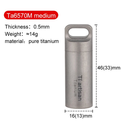 Tiartisan Titanium Mini EDC Tools Portable Sealed Medicine Bottle Home Outdoor Pill Box Waterproof Titanium Pill Container