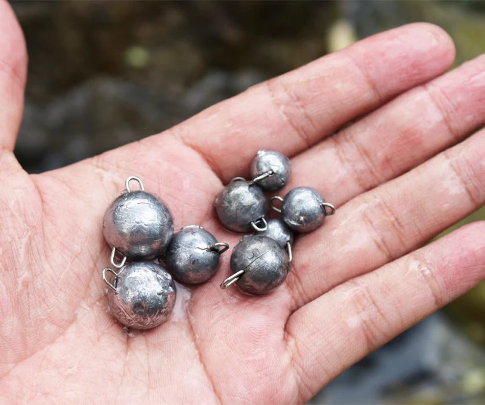5pcs 2g-18g Fishing Weight Sinker Jig Head Deep Water Bullet Weight with Swivel Round Ball Sinkers Fishing Tackle Accessories