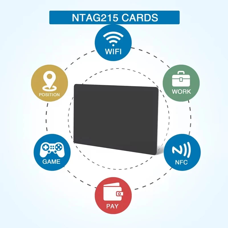 HACHANLUN 5-10PCS NTAG215 Blank NFC Cards PVC Tags NFC215 Black Card 13.56Mhz TagMo Waterproof RFID NFC Phone 504 bytes