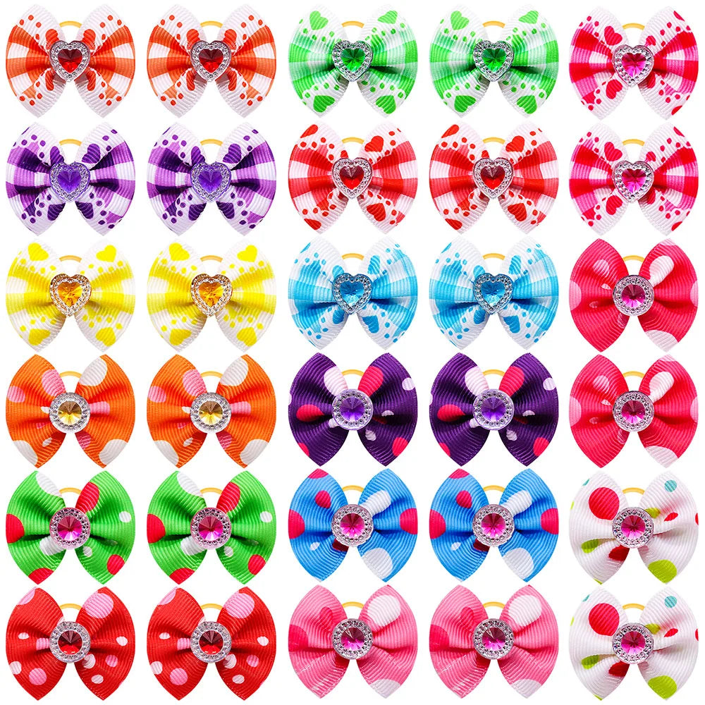 10/20/50PCS Dog Bow Puppy Grooming Accessories Decoration Cats Dogs Hair Bow Wholesale Multicolour Bow Rubber Band Pet Supplies