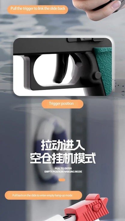 Mini Water Pistol Mechanical Continuous Firing Water Gun Summer Pool Shooting Watergun Manual Water Gun Outdoor Game Toys Gifts