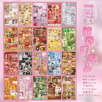 20 Sheets Sweet Dream Duet Japanese Retro Sticker Book, Vintage Kawaii Aesthetic Stickers for Scrapbooking, Journal, DIY 