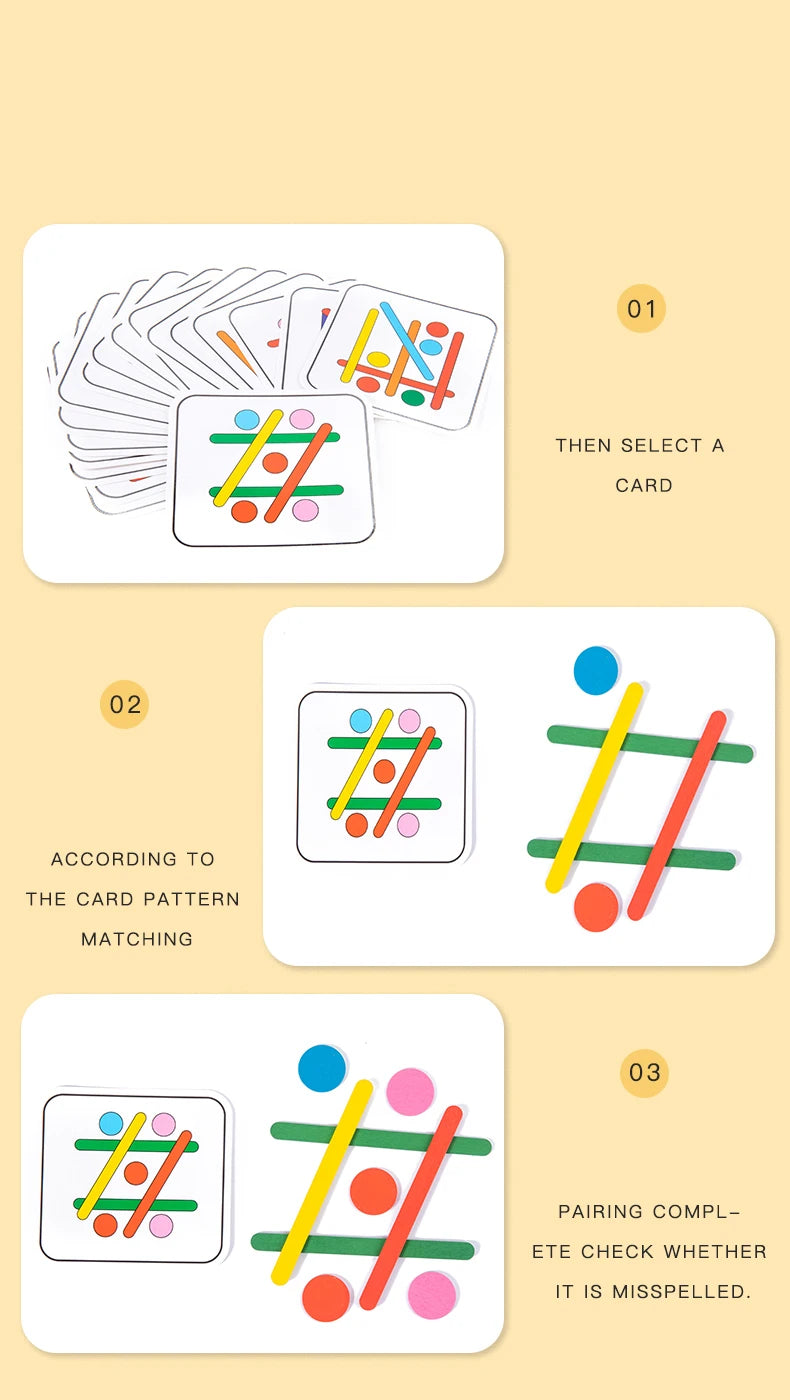 Kids Rainbow Stick Thinking Puzzle Wooden DIY Ice Cream Stick Puzzle Challenge Table Games Montessori Educational Children Toys