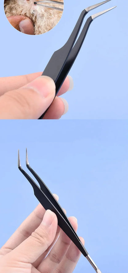 Tick Removal Tool for Pets Stainless Steel Pet Flea Removal Tool 2-in-1 Tick Removal Tool Professional Tick Removal Tweezers Dog