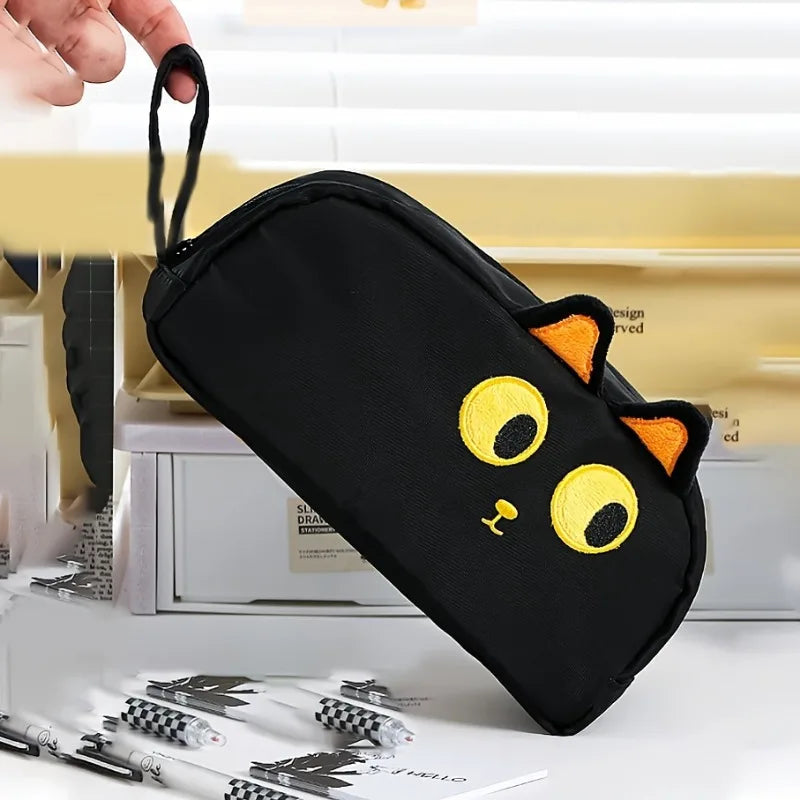 Cute 3D Black Cat Pencil Case-Large Capacity Polyester School Supplies,Cute Cat Lover Gift for Students & Office (Paw Design)