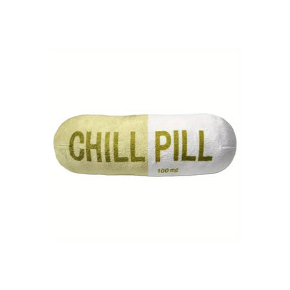 Interactive Plush Pill-Shaped Dog Toy with Squeaker - Durable, Bite-Resistant Chew Toy for Pet Play and Dental Health