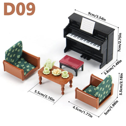 1:12 Miniature Furniture Forest Family Kitchen Toy Dining Table Dollhouse Accessories Bathroom Pretend Play For Girl Gifts Toys