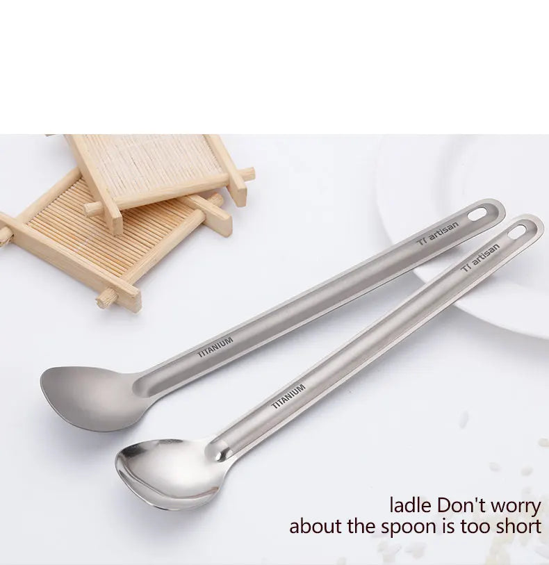 Tiartisan Titanium Long Handle Spork Spoon Cutlery Ultralight Tableware Outdoors Portable Dinnerware Camping Equipment
