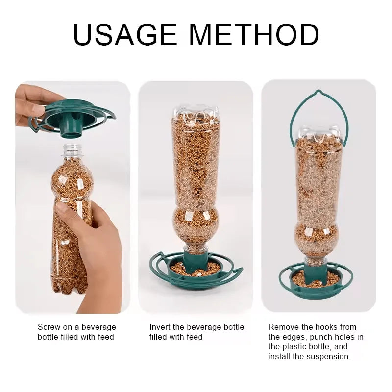 DIY Plastic Bottle Bird Feeder - Outdoor Hanging Automatic Dispenser for Balcony & Garden