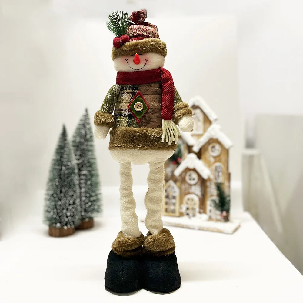 Christmas Tree Retro Snowflake Checkered Fabric Stretch Doll Hotel Shopping Mall Decoration and Decoration gifts for kids 2025