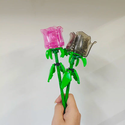 KNEW BUILT DIY Rose Flower Arrangement Building Block Toys-Enjoy Life,Loved by Girl,Create Your Favorite Bouquet,Home Decoration