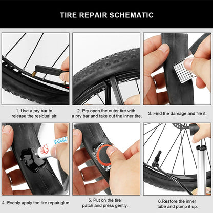 Bike Tire Repair Kit with Vulcanizing Glue Patches Bicycle Tube Puncture Set for Mountain Road Cycling Bike Accessories