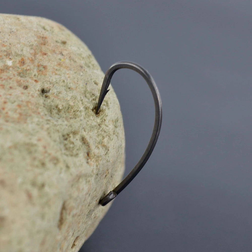 Hirisi 15x Carp Fishing Hooks With Eye Micro Barb High Carbon Steel Fish Hooks PTFE Coated Fishing Accessories X915