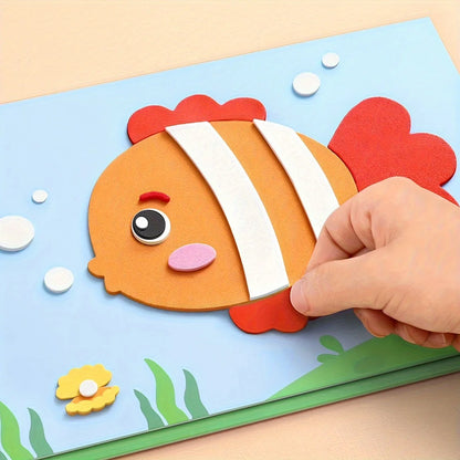 10 piece 3D EVA foam sticker set, DIY cartoon animal learning education painting sticker, art classroom painting puzzle handicra