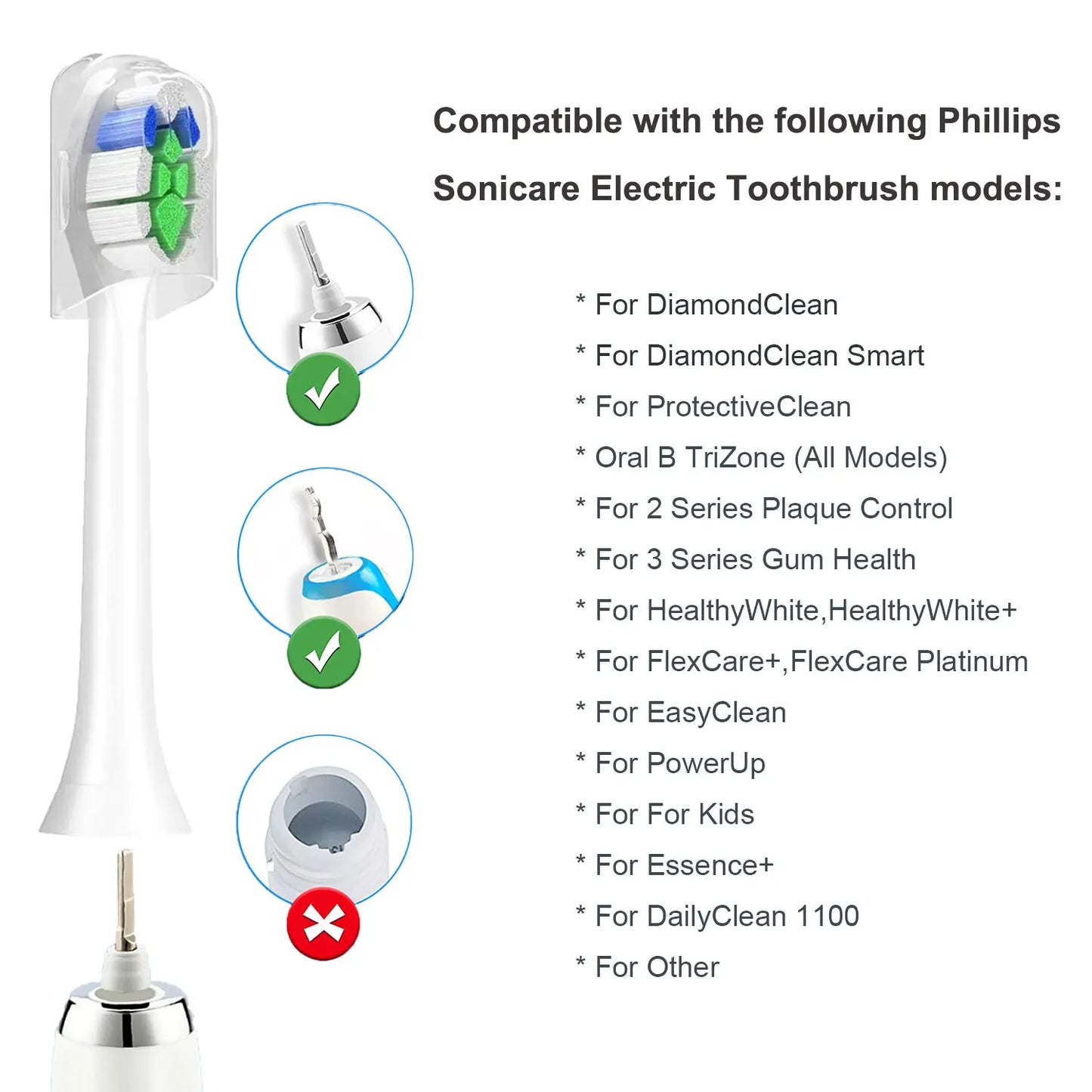 4/8/12/16 Pcs Replacement Toothbrush Heads Compatible with Philips Sonicare Electric Toothbrush Refills for 1100 2100 4100 5100