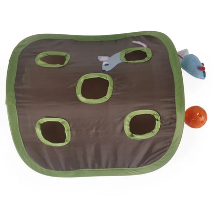 Cat Toy Folding Nine Hole Cloth Tunnel Plush Mouse Cat Grab Ball Bell Fun Decompression Convenient Storage of Pet Supplies