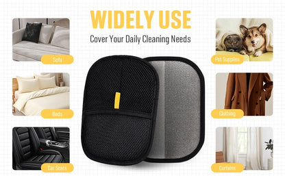 Pet Hair Removal Tool Reusable Static Removal Gloves, Double-Sided Grooming Gloves for Pets, Removes Pet Fur Hair for Carpets