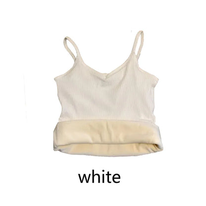 T-shirt Sleeveless Tops Women Winter Warm Underwear Solid Color Thermal Casual Nightwear Sexy Elasticity Female Thin Velvet