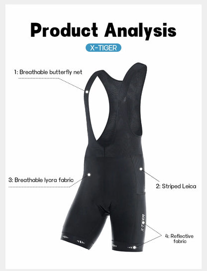 X-TIGER Men's Cycling Bike Bib Short with Phone Pockets 5D Padded Shockproof Breathable Quick-Dry Biking Bicycle Bib Tights