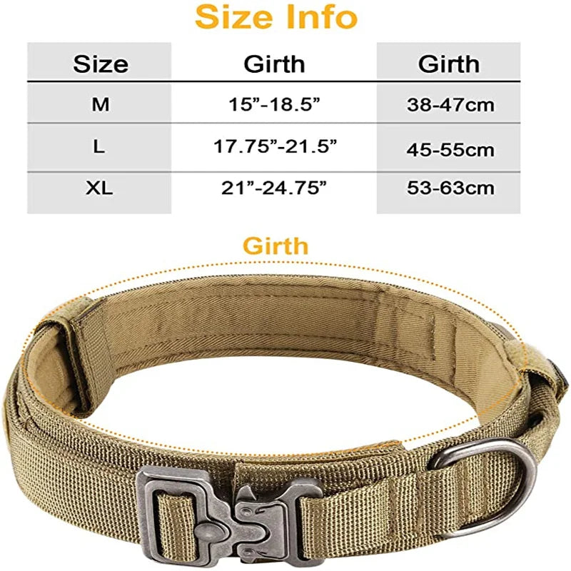 Durable Tactical Dog Collar and Leash Adjustable Military Pet Collar Leash Medium Large Dog German Shepherd Training Accessories