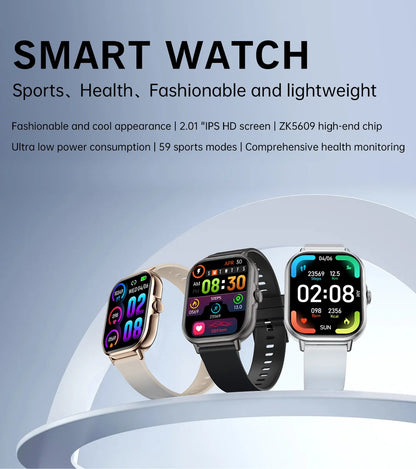2025 2.01'' Smart Watch Bluetooth Call Play Music Smartwatch Fitness Clock Sport Waterproof Watches for Men Women iPhone Android