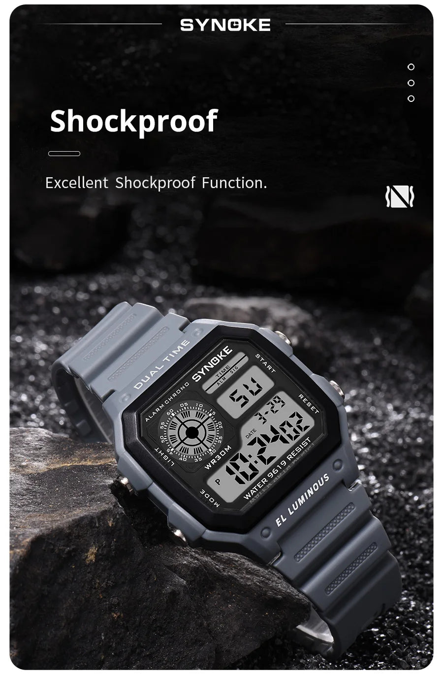 SYNOKE Military Digital Watches Men Sports Luminous Chronograph Waterproof Male Electronic Wrist Watches Relogio Masculino