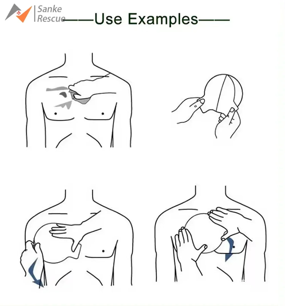 Chest Seal Wound Care for Emergency or Tactical Situations Advanced Adhesive Sterile Transparent Lightweight Vent Life-Saving