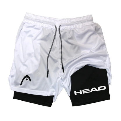 Anime Berserk Head Running Shorts Men Fitness Gym Training 2 in 1 Sports Quick Dry Workout Jogging Double Deck Summer