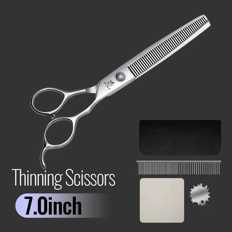 Fenice 6//6.5/7/7.5 Inch Professional Pet Dogs Grooming Scissors Set Straight&Curved &Thinner&Chunker Shear Scissors