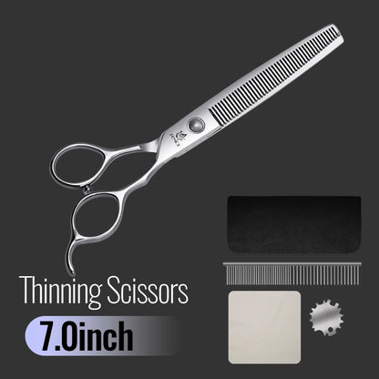Fenice 6//6.5/7/7.5 Inch Professional Pet Dogs Grooming Scissors Set Straight&Curved &Thinner&Chunker Shear Scissors
