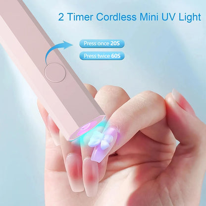 YIKOOLIN Mini Handheld UV Light Fast Gel Nail Drying Lamp for Home Salon Tools Professional Nail Phototherapy Flashlight Pen