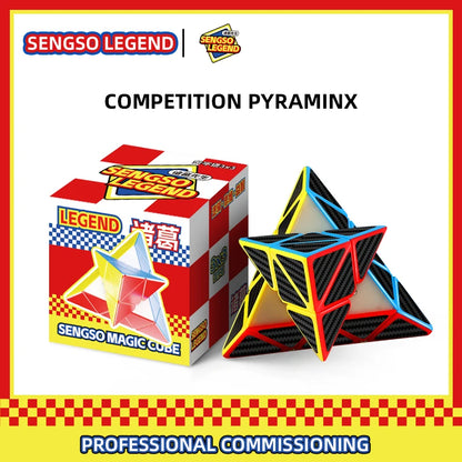 sengso Speed Cube 3x3 | Carbon Fibre Sticker Cube - Turn Smooth Cube Professional Fast Puzzle Cube for Competition Kids & Adults