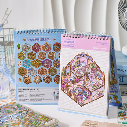 Mr Paper 49pcs/bag Business Town Series Mini 3D Miniature Scenography Sticker Book Visual Stacking Scene Stickers DIY Gift Decor