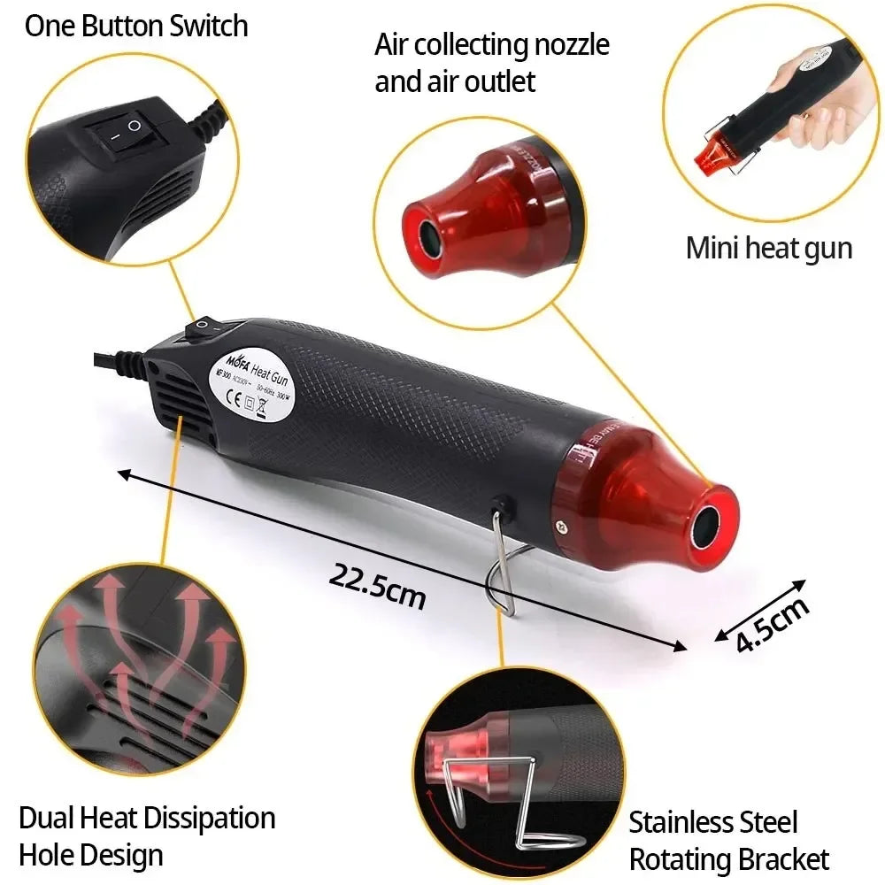 220/110V Hot Air Gun DIY Tool Heat Electric Power Tool Mini Soldering Temperature Crafts Blower with Supporting Seat Shrink