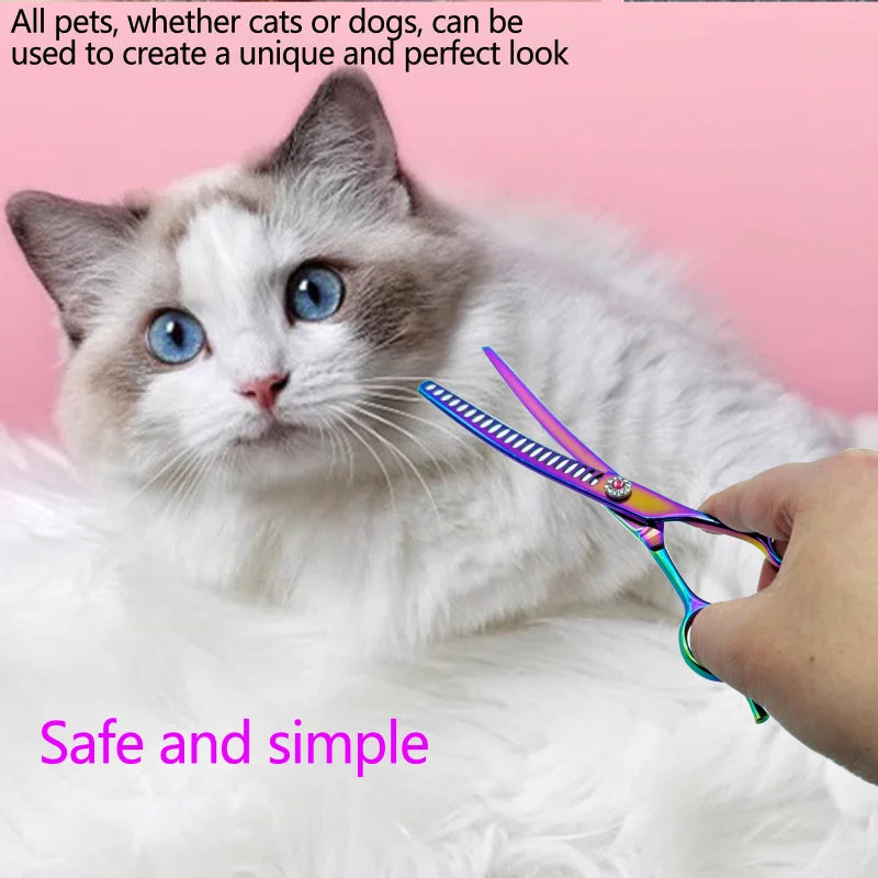 7 inch Dog Hair Trimming Scissors,Pet Grooming Curved Scissors ,Dog Beauty Grooming Curved thinning Scissors Pet Groomer